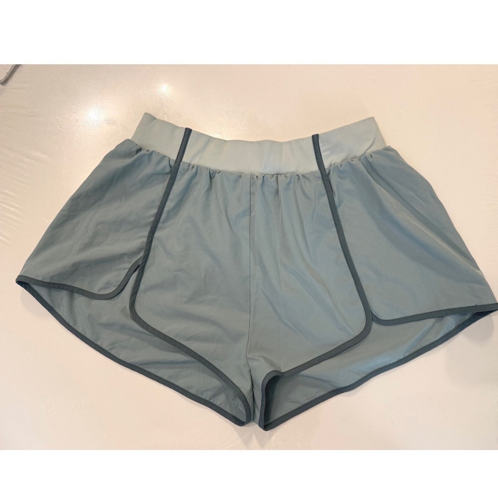 For Love & Lemons Womens Active Shorts Sage Blue Piping AB0017 Large
